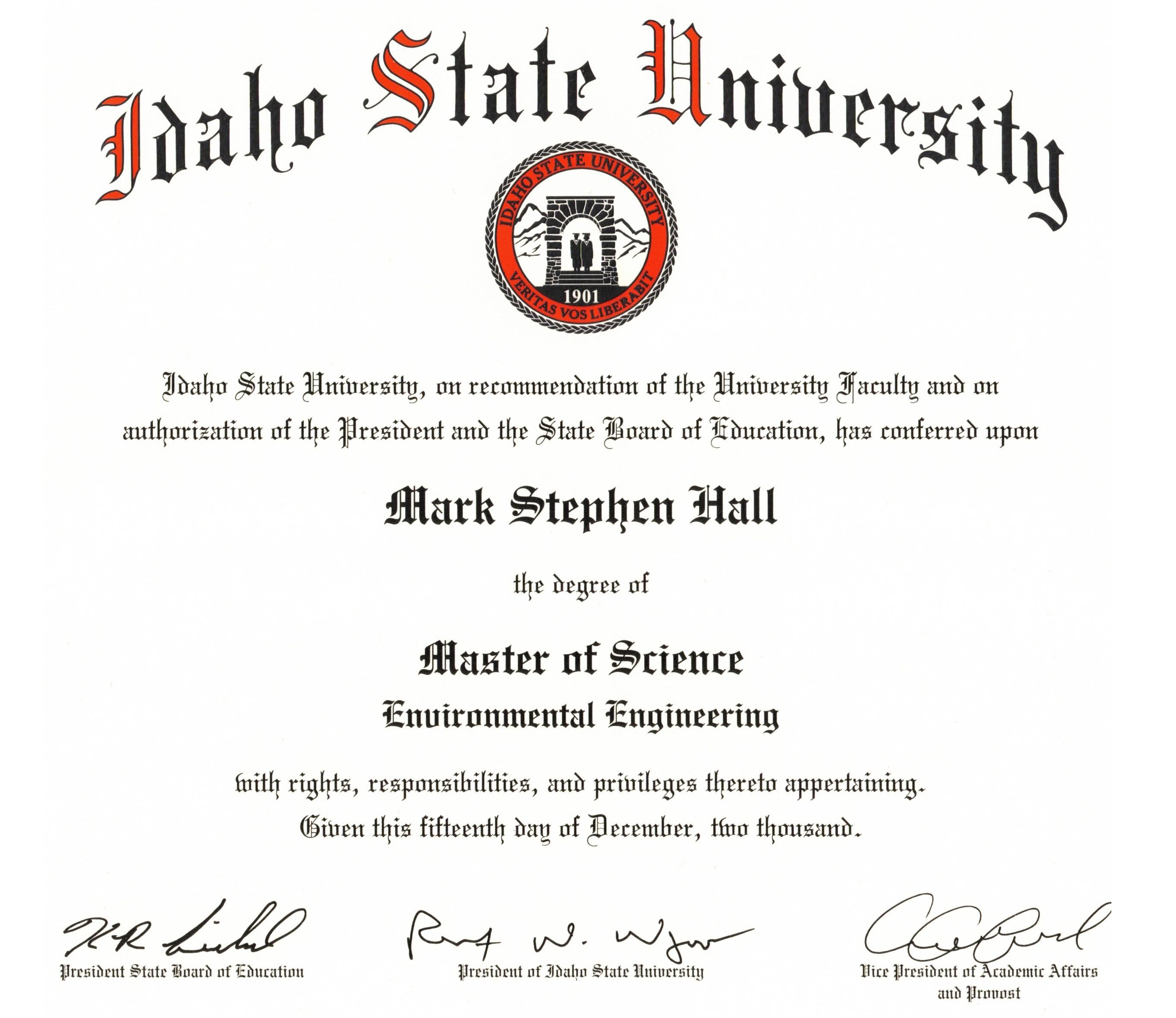 Mark Hall Masters Degree